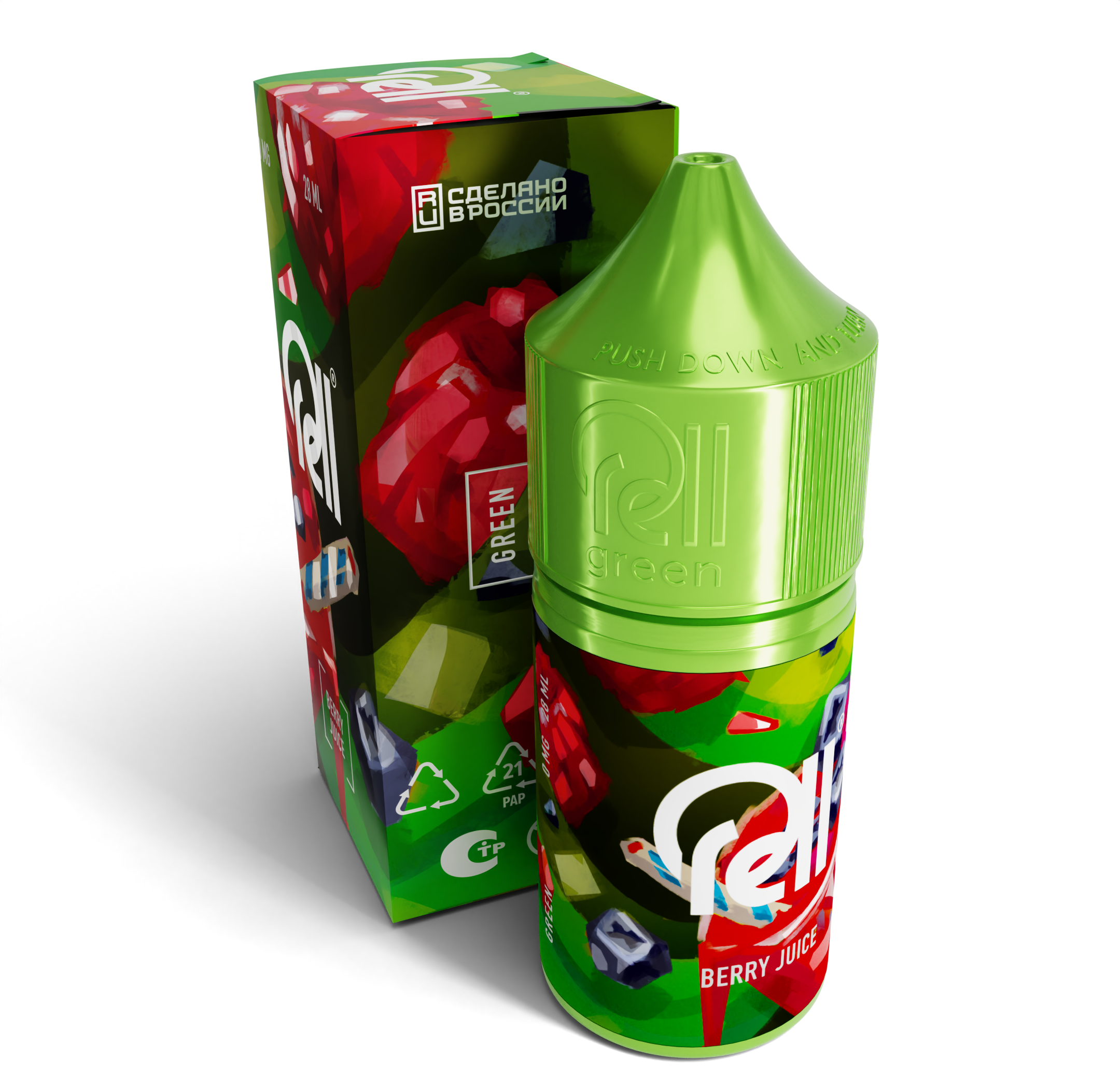 Безникотиновая жидкость для ЭСДН RELL GREEN Berry juice (28мл, 0мг/см3)