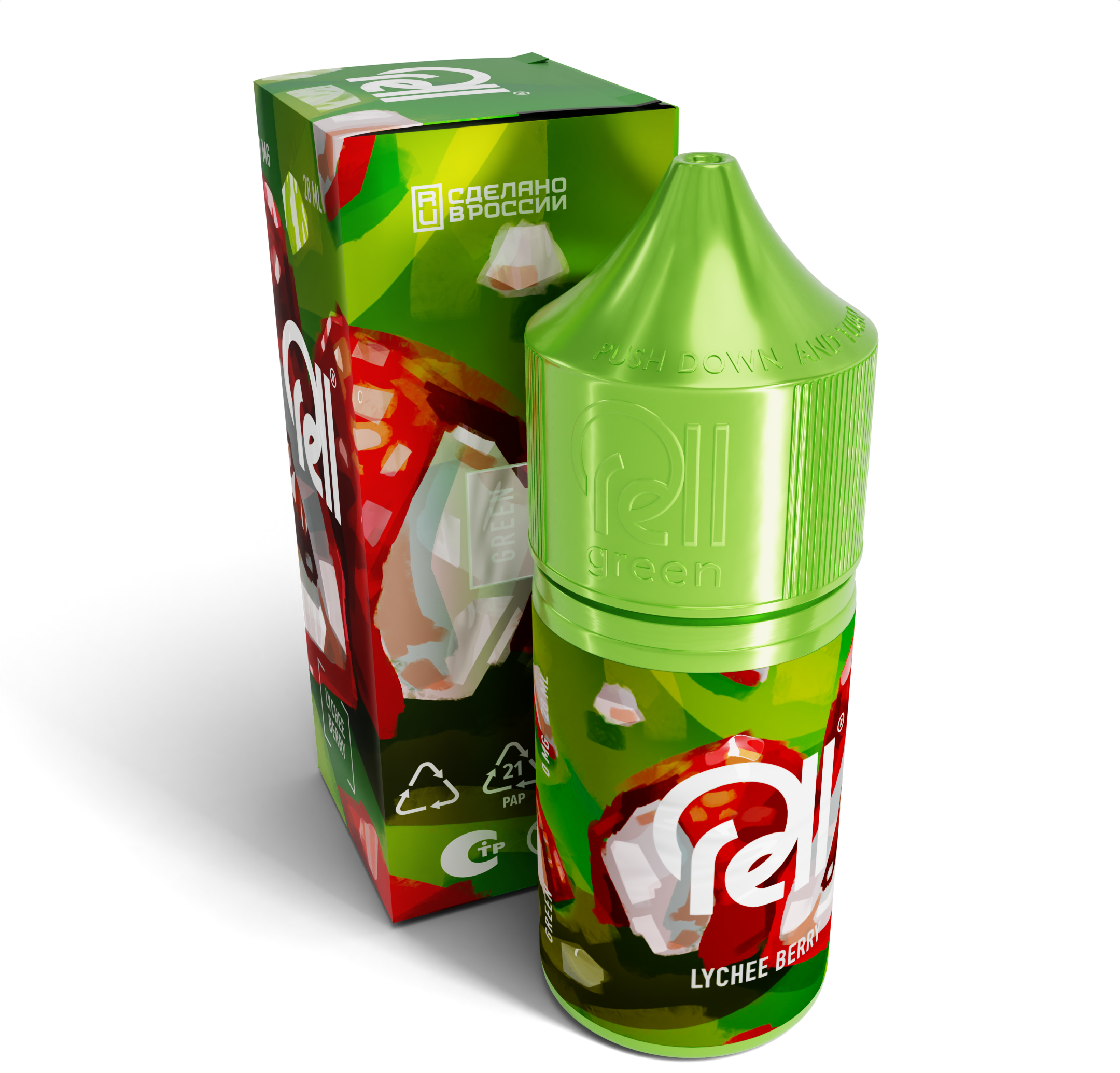 Безникотиновая жидкость для ЭСДН RELL GREEN Lychee berry (28мл, 0мг/см3)