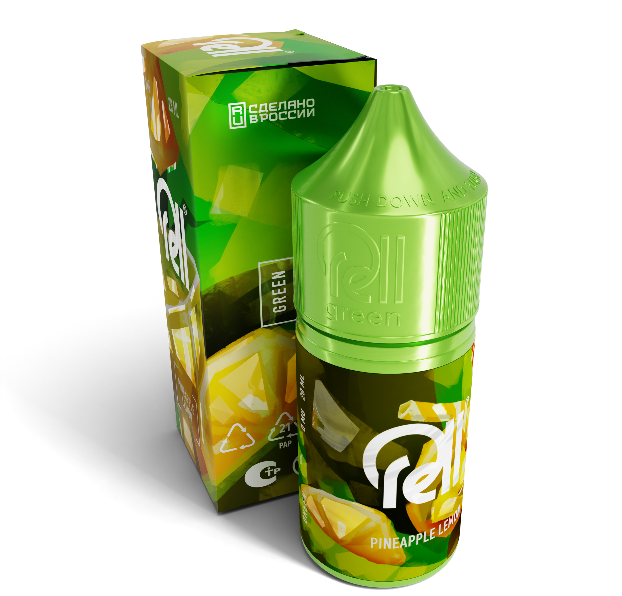 Безникотиновая жидкость для ЭСДН RELL GREEN Pineapple lemon (28мл, 0мг/см3)